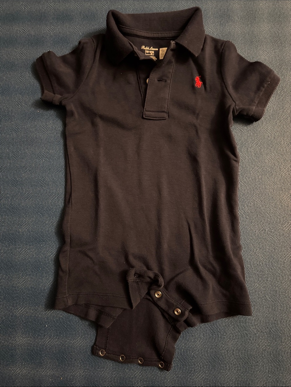 Ralph Lauren Navy Polo Onesie with Red Pony Embroidery